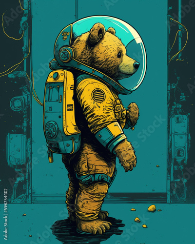 Panda astronaut design illustration