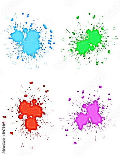 watercolor blots of different colors on a white background