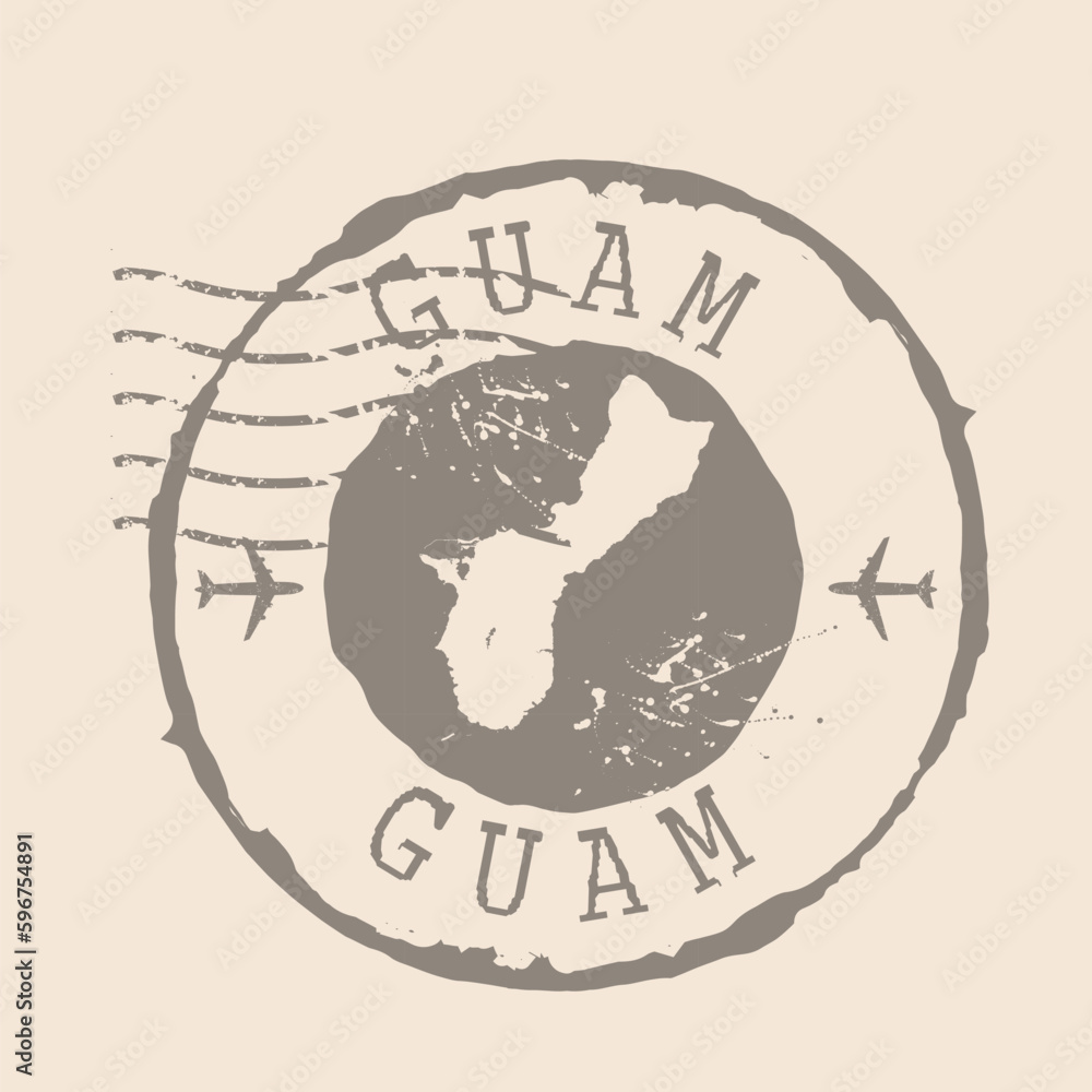 Fototapeta premium Stamp Postal of Guam. Map Silhouette rubber Seal. Design Retro Travel. Seal Map of Guam grunge for your design. EPS10