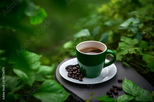 cup of coffee with leaves
