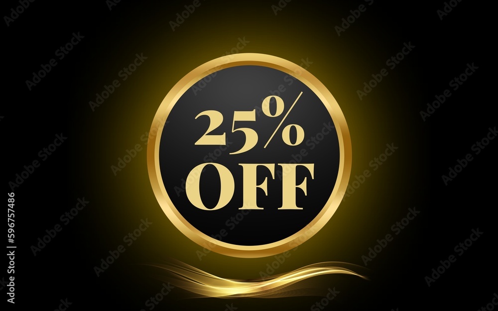 percent off, promotion, black and gold