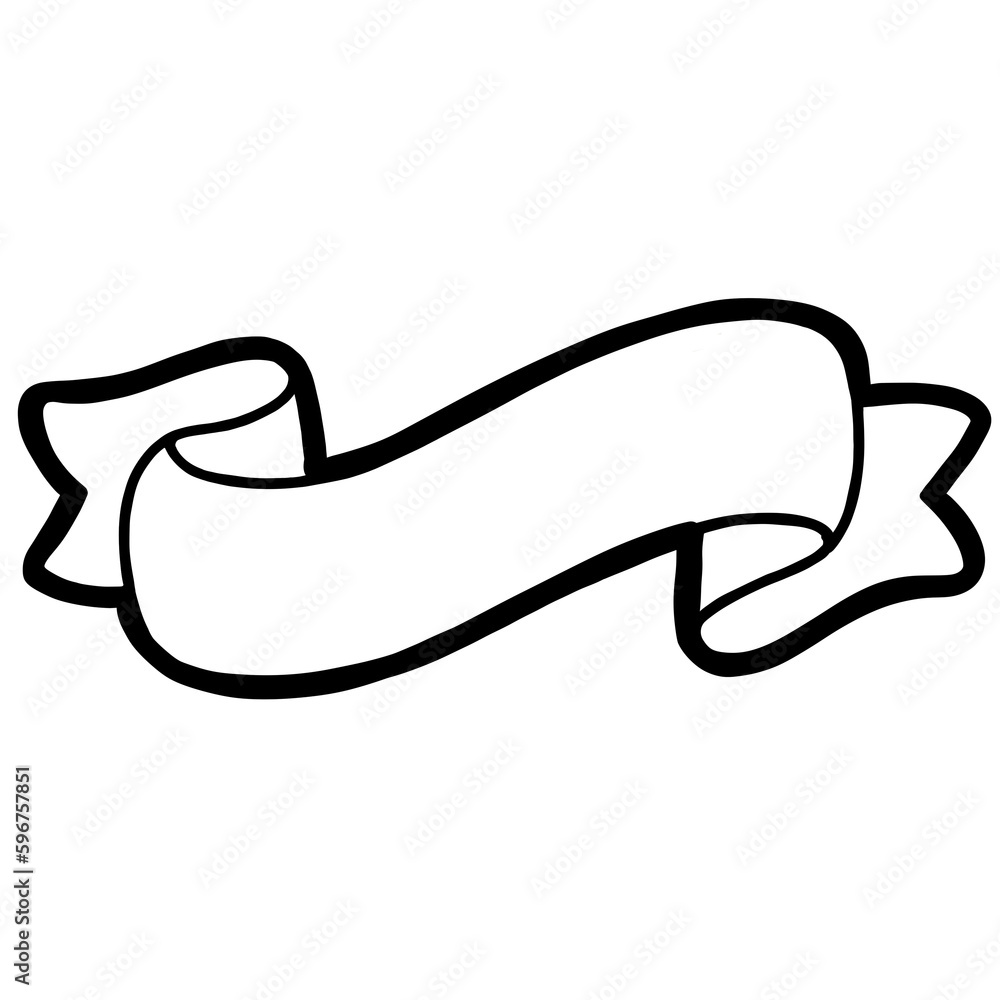 hand drawn illustration of outline ribbon hand drawn illustration of outline ribbon