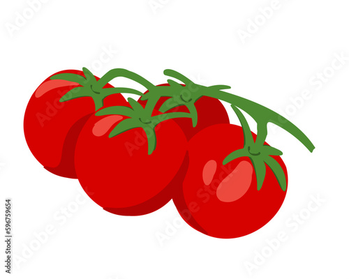 Bunch of red tomatoes isolated on white background. Vector illustration