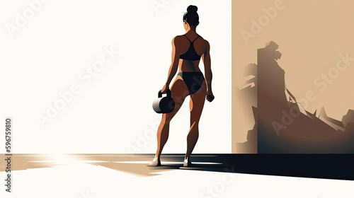 a sporty young woman is engaged in sports in the gym. Generative AI