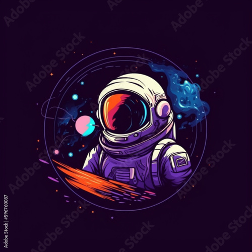 abstract astronaut in spacesuit with colorful pixels in the background