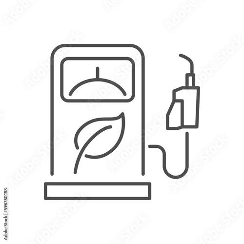 Biofuel station related vector linear icon. Alternative energy, environment conservation. Ecologically clean energy. Vector outline illustration Isolated on white background. Editable stroke