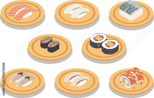 回転ずしのベクターイラスト素材01