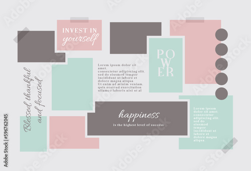 Vector photo collage template moodboard pictures grids vector illustration