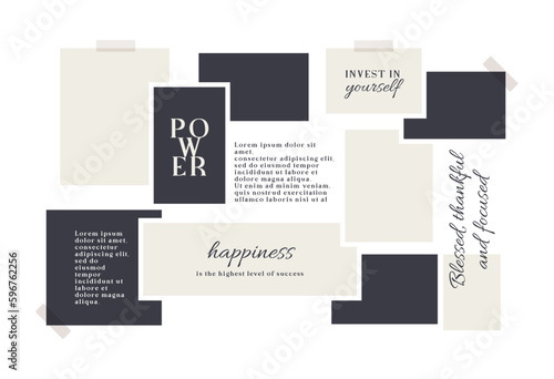 Vector photo collage template moodboard pictures grids vector illustration