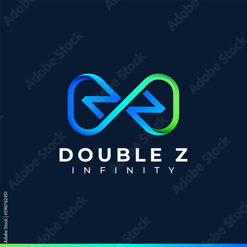 Letter Z Infinity Logo design and Blue Green Gradient Colorful symbol for Business Company Branding and Corporate Identity