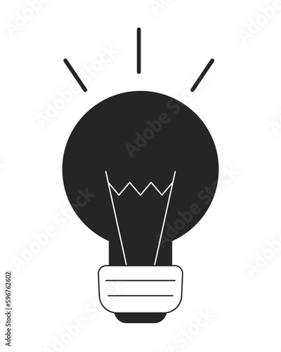 Turn off light bulb flat line black white vector object. Burned out lightbulb. Editable cartoon style icon. Simple isolated outline spot illustration for web graphic design and animation