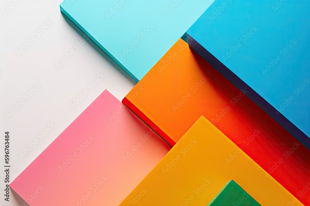 bold color block on white background with drop shadows, created with generative ai bold color block on white background with drop shadows, created with generative ai