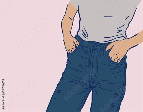 illustration of a person in jeans vector for card decoration illustration