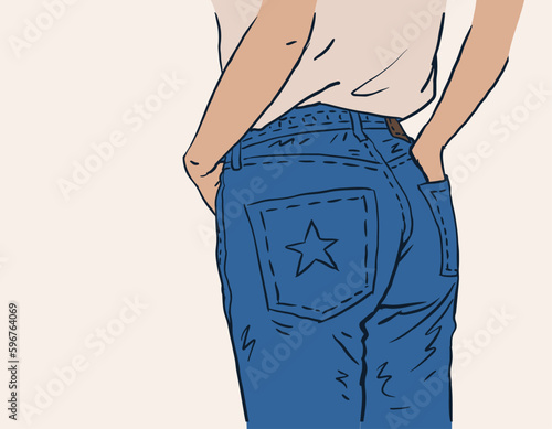 person in a blue jeans vector for card illustration background