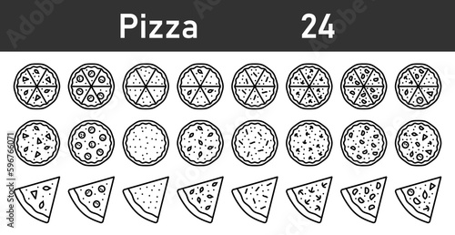 Pizza icons set. Pizza set in linear style.