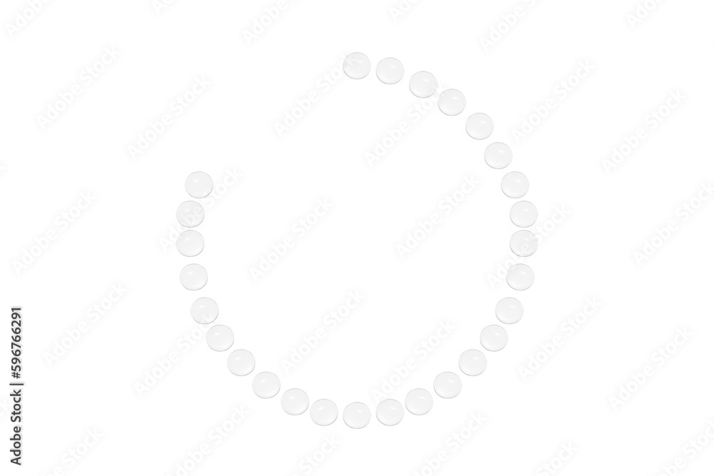 Drops of transparent gel or water are arranged in the shape of a not full circle. PNG Drops of transparent gel or water are arranged in the shape of a not full circle. PNG