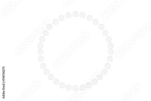 Drops of transparent gel or water are arranged in a circle. PNG