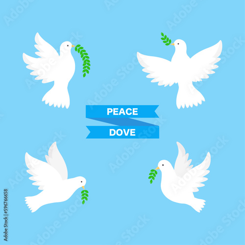 This is a set of white peace doves with olive leaves