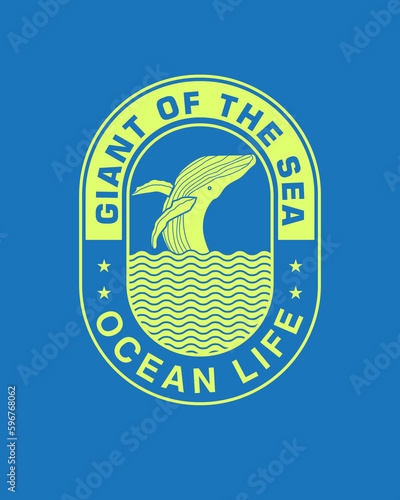 Giant of the sea ocean life whale typography Nature deep sea sticker vector t shirt design