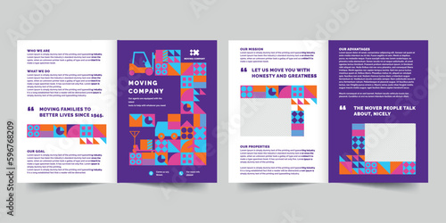 Moving Company bifold brochure template. A clean, modern, and high-quality design bifold brochure vector design. Editable and customize template brochure
