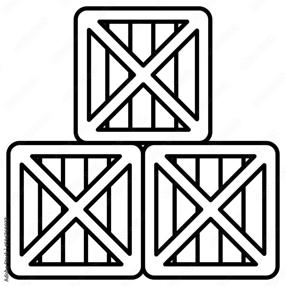 A unique design icon of wooden boxes A unique design icon of wooden boxes