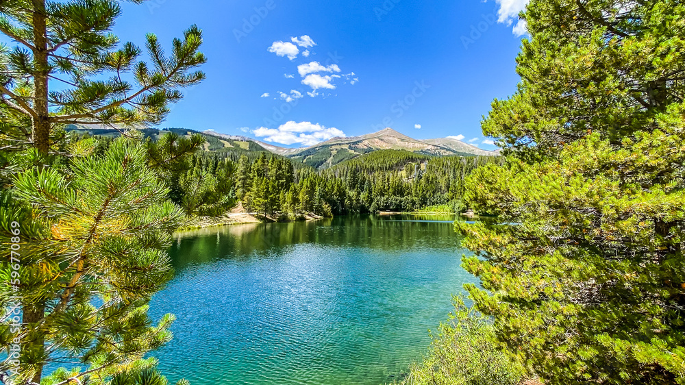 Sawmill Reservoir in the mountains in Breckenridge Colorado