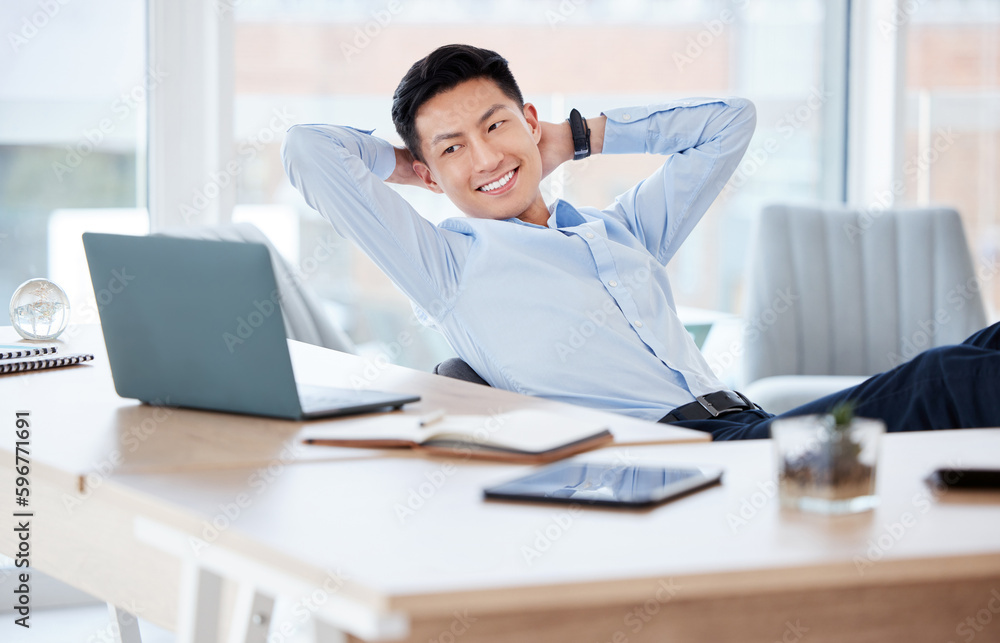Let your work do the talking. Shot of a young businessman resting while working in a modern office. Let your work do the talking. Shot of a young businessman resting while working in a modern office.