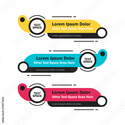 Set of three modern lower third banner template. Vector