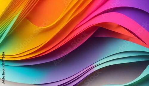 Rainbow Wavy Satin Background. Generate Ai