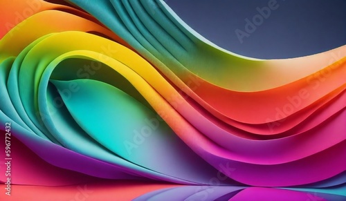 Rainbow Wavy Satin Background. Generate Ai