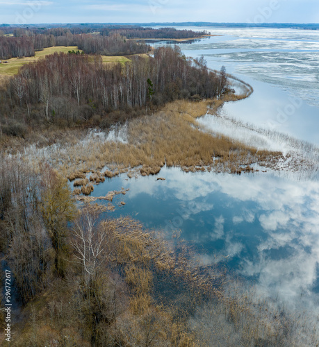 Fototapeta Naklejka Na Ścianę i Meble -  Spring landscapes in Latvia, in the countryside of Latgale near Siver lake
