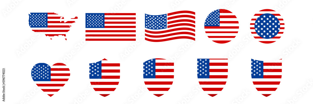 United States of America flag icon. USA country map sign. United States flag icon. Vector illustration on a white background. EPS 10 United States of America flag icon. USA country map sign. United States flag icon. Vector illustration on a white background. EPS 10