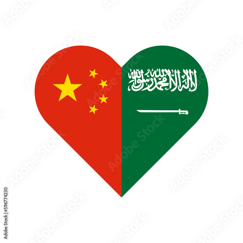 unity concept. heart shape icon with china and saudi arabia flags. vector illustration isolated on white background