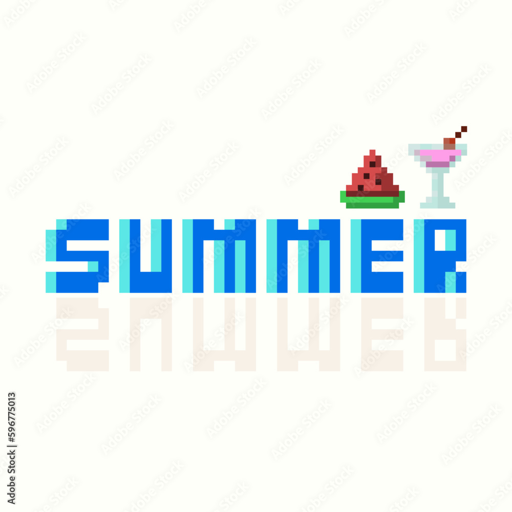 Summer word pixel art design. Summer word pixel art design.