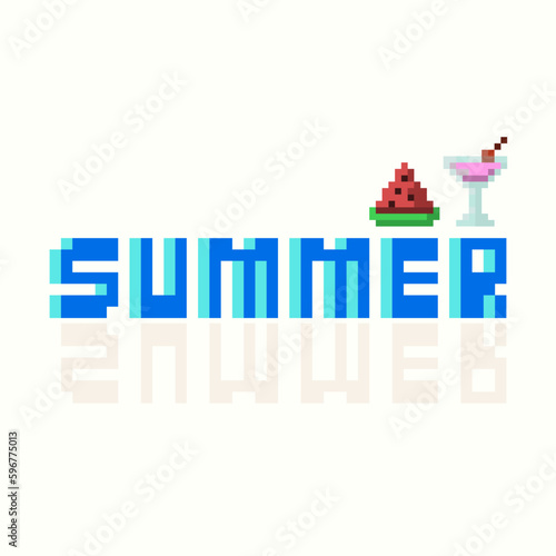 Summer word pixel art design.