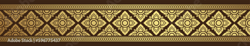Gold thai art, buddhism temple element and background pattern decoration motifs for pillar pattern
