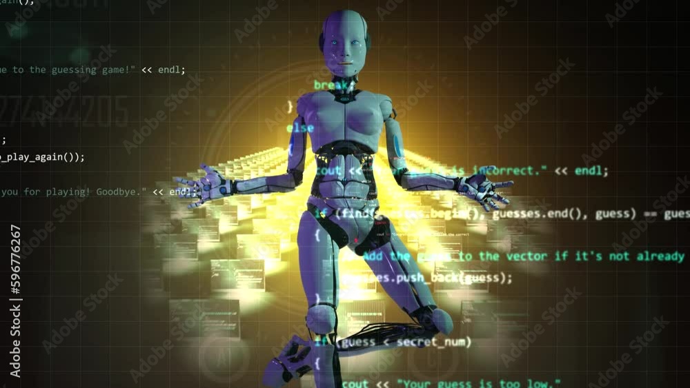 Vidéo Stock 3d render animation motion graphic of female robot humanoid ...