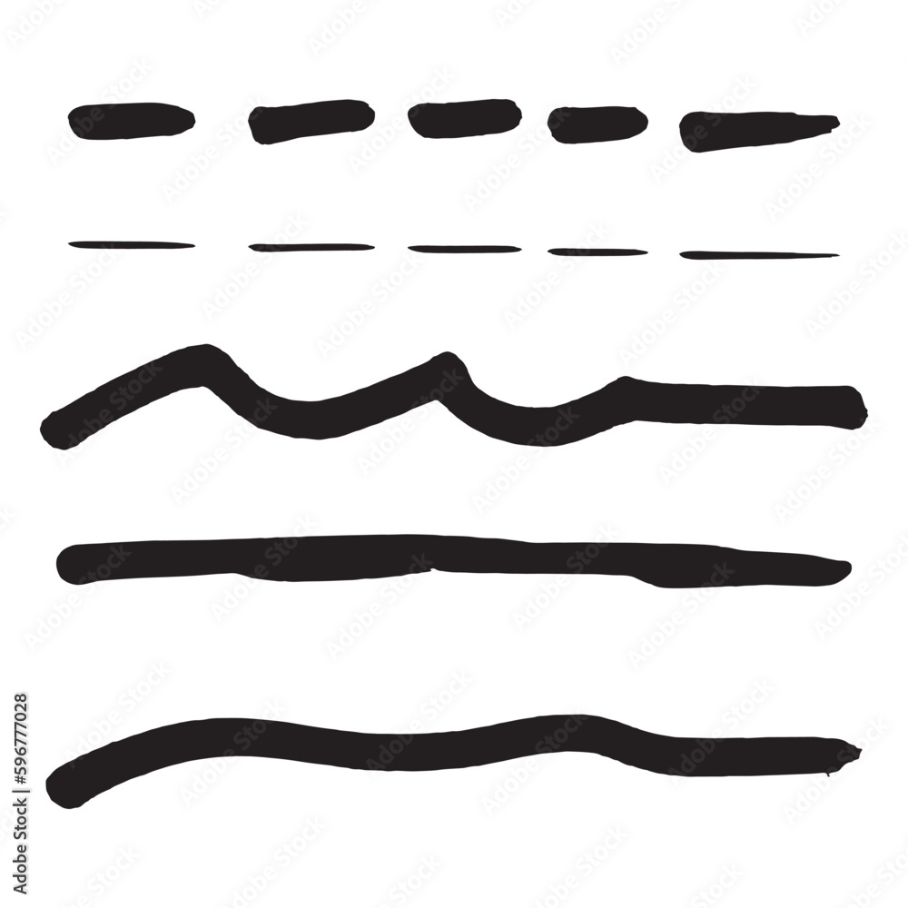 Set of hand drawn lines vector. Editable strokes. Black patterns. Design elements for your next project.