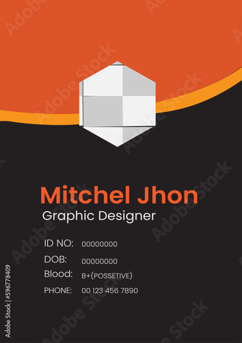 Simple vector office ID card design template.
  Creative Corporate Business identity card for employees with three color variations photo