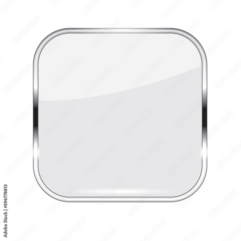 Square shiny button isolated on a white background Square shiny button isolated on a white background