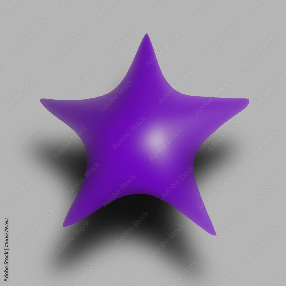 Obraz premium ぷっくりとした立体的な星のイラスト、写実的な星のイラスト、ふっくらとした立体的な星のイラスト