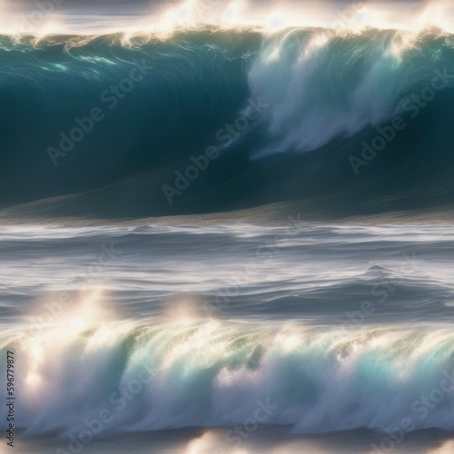 Cresting Waves in the Ocean Seamless Pattern  Generative AI 