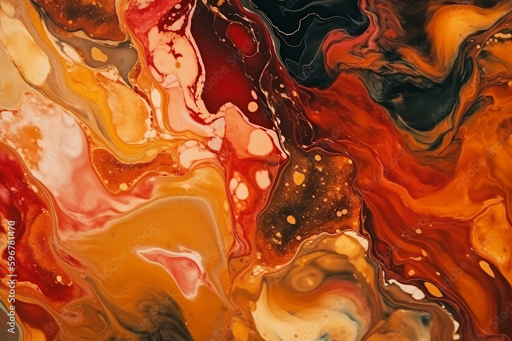 Abstract orange, yellow and red alcohol ink art background. Generative AI illustration Abstract orange, yellow and red alcohol ink art background. Generative AI illustration
