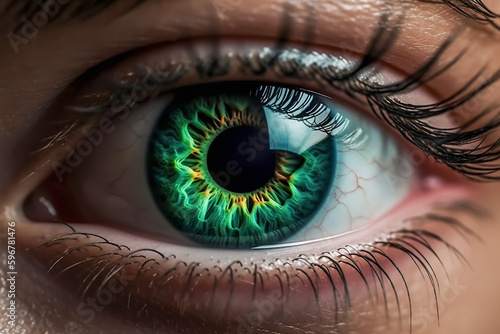 A beautiful close-up shot of an eye with an iris. Illustration Ai generative