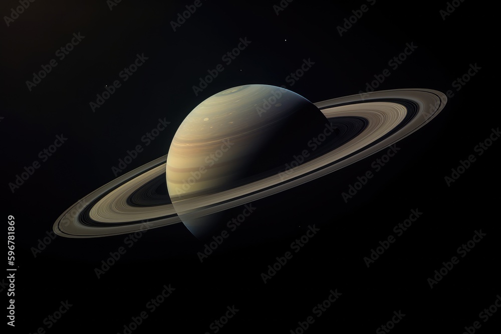Obraz premium Saturn view from space. Saturn's rings. Generative AI.