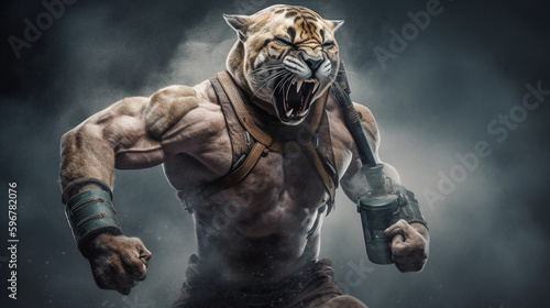Wildcat-Inspired Villain: Epic Powder Battle of the Fierce Humanoid Warriors