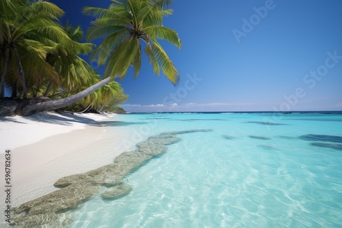  Tropical beach with palm tree summer destination