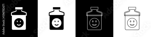 Set Antidepressants icon isolated on black and white background. Vector