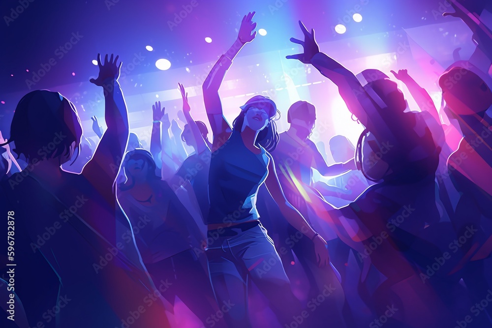 group of people dancing on a nightclub with light reflexion group of people dancing on a nightclub with light reflexion