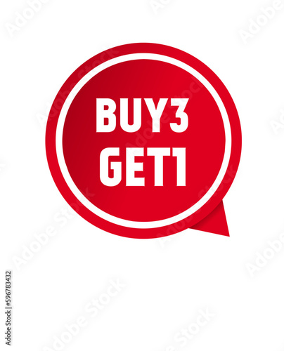 Buy 3 get 1 vector design template. Speech bubble icon. Modern vector.